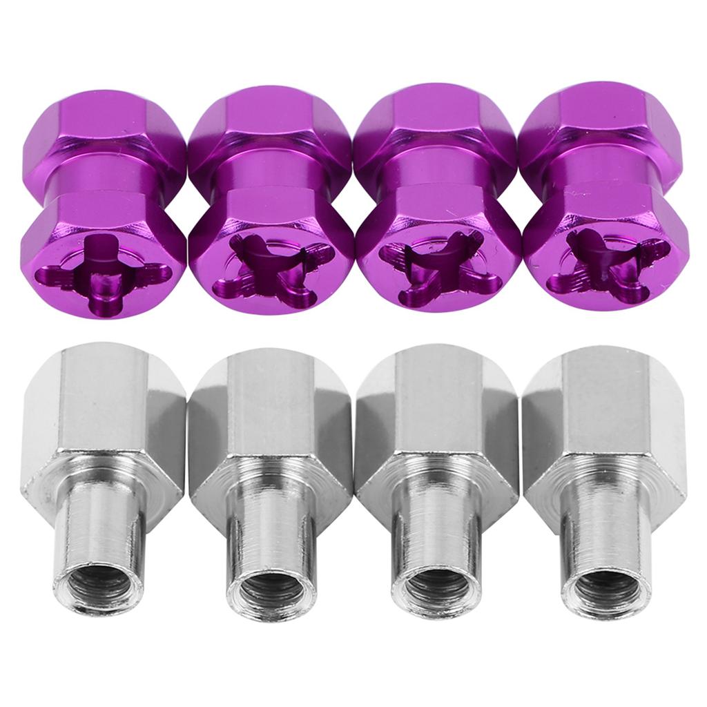 4pcs 12mm RC Hex Wheel Hub Metal Adapter for D90 AX10 CC01 SCX10 F350 Crawler (15mm Purple)