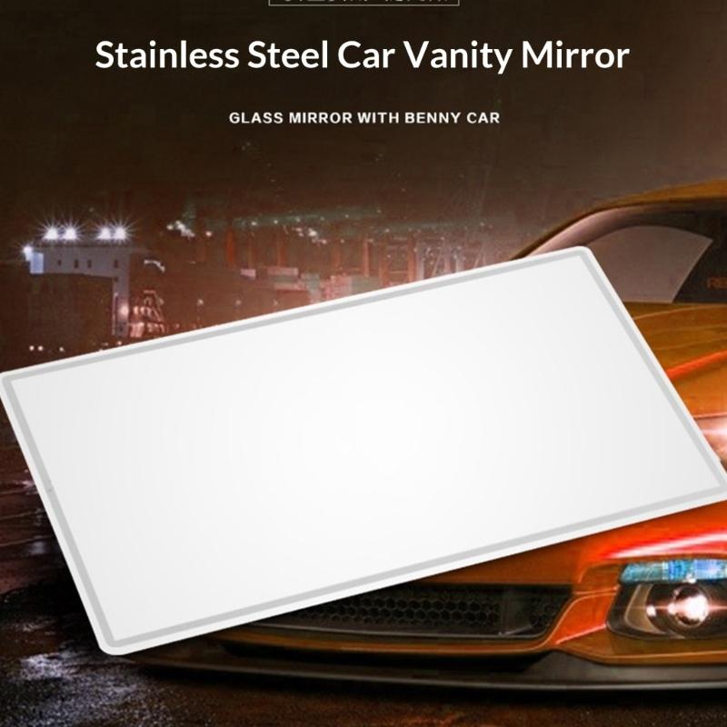 Premium Stainless Steel Car Sun Visors Mirror Shatterproof Design Adhesive Installation Universal for Vehicles