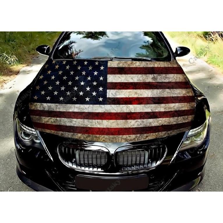 Американский флаг капот автомобиля виниловая наклейка обертка наклейка дизайн наклейка универсальный грузовик американский флаг нерегулярный графический аксессуар двигатель флаг наклейка наклейка (59 American Flag 1