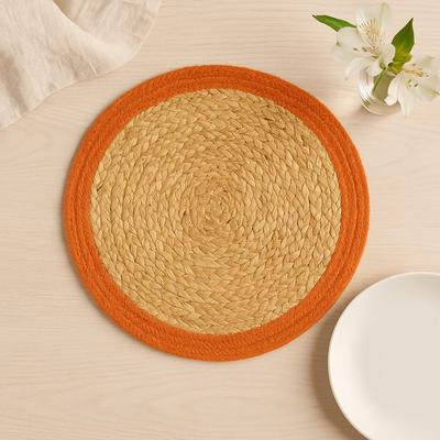 Placemat Jute Cotton 30cm Clay Border Natural