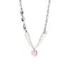 Pink Love Pendant Splicing Pearl Necklace Design Sweet Cool Ins Pendant Collarbone Chain Spice Girl Accessories Women