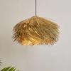 Hand Woven Rattan Hanging Lamp for Ceiling Shop Bar Grass Pendant Lights Living Room Chandelier Loft Room Decor Lustre LED