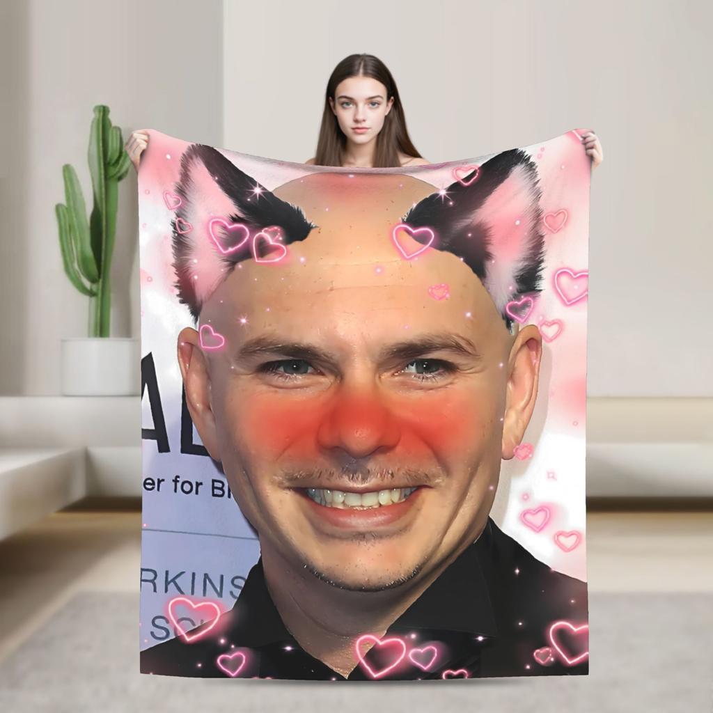 Pitbull Pan. Celosvětové legrační meme deky Teplé měkké plyšové přehozy pro domácí dekoraci Cestování Kancelář Flanelové přehozy na postel Postel