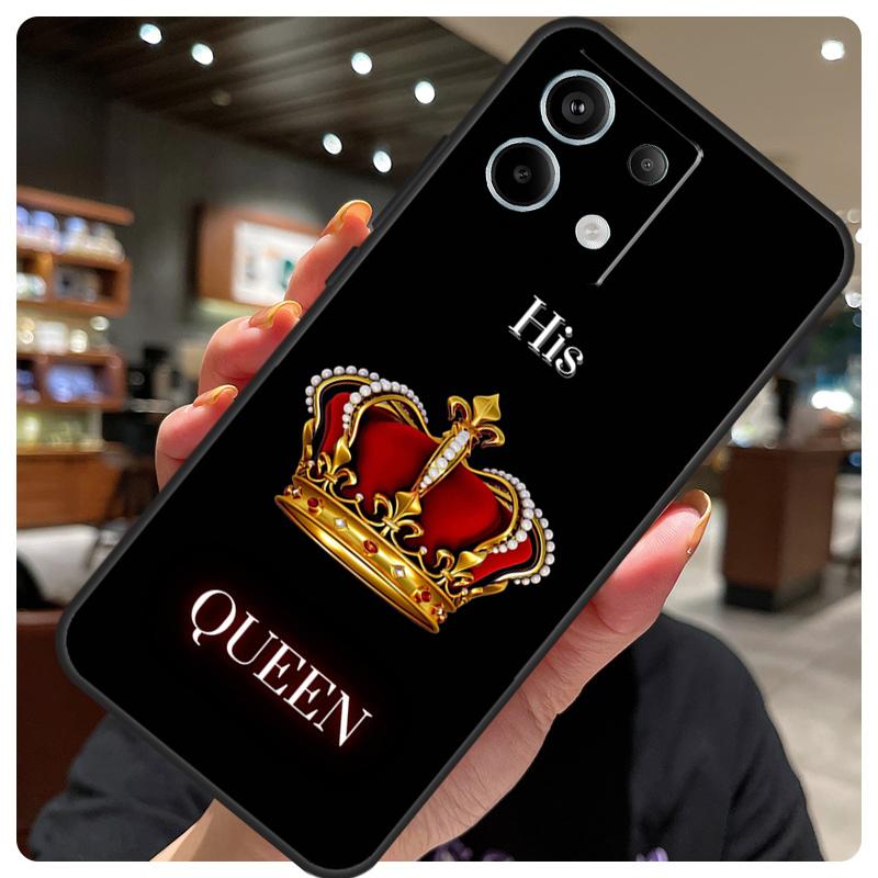 King Queen Couple Lovers Case For Xiaomi Redmi Note 12 9 10 11 13 14 15 Pro Plus Cover For Redmi 13C 12C 10C 14C 15 C