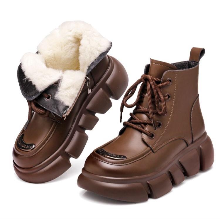 Fur Integrated Snow Boots for Women Winter Cotton Boots Thick Soled Boots for Women Short Boots Thick and Warm Cotton Boots