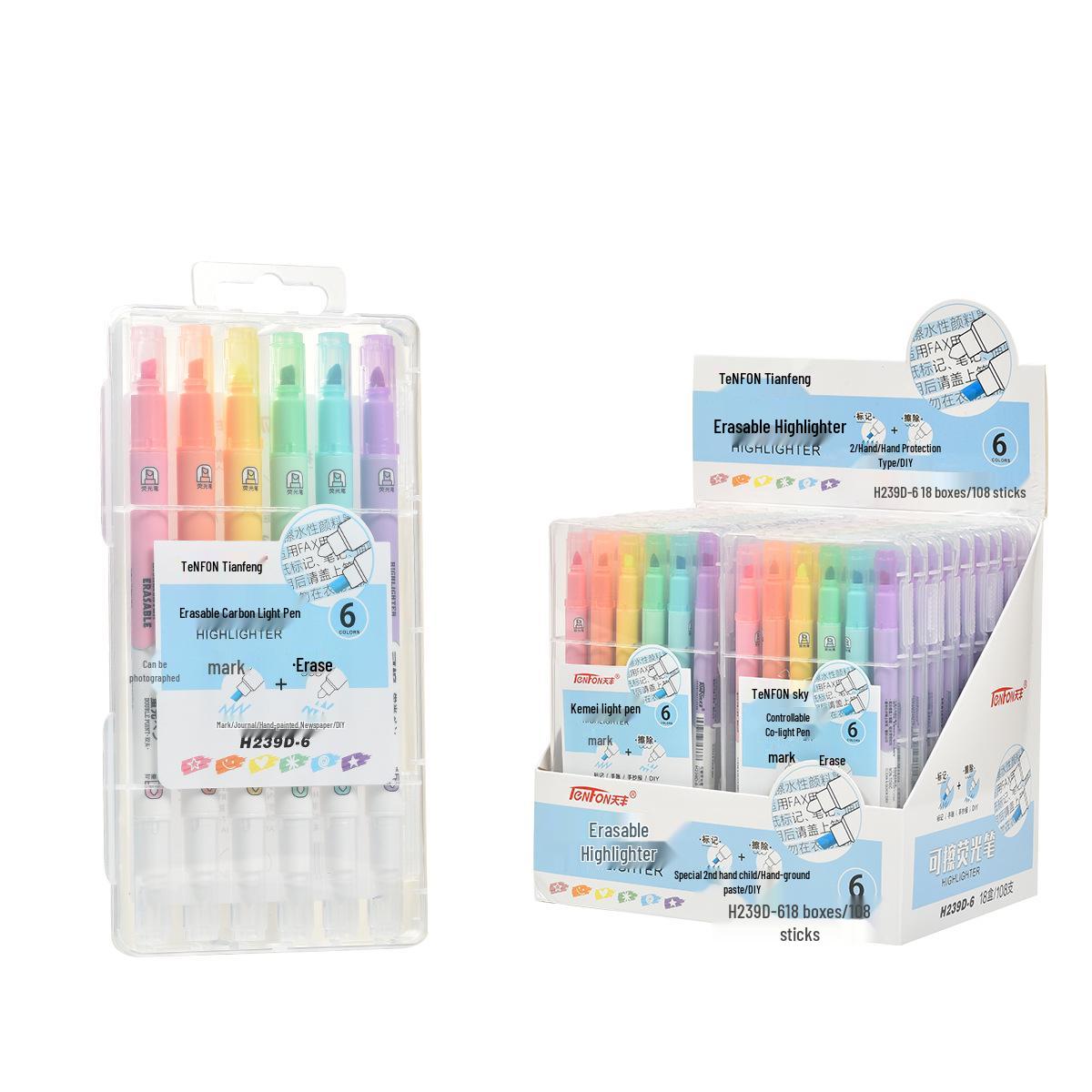 Dual-Ended Erasable Fluorescent Marker - Jelly Color Highlighter & Doodle Pen for Students Chisel Tip