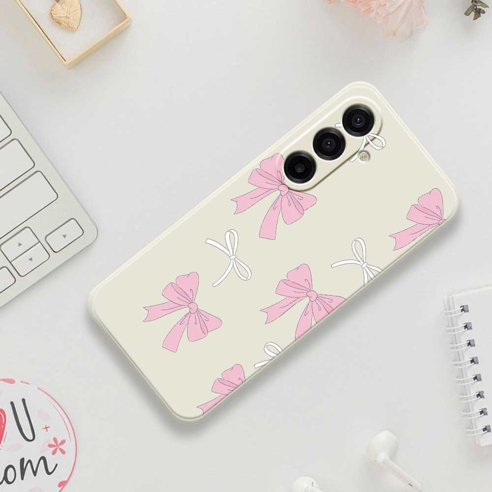 For Samsung Galaxy A17 5G Case Pink Bows Pattern Printing Straight Edge TPU Phone Back Cover
