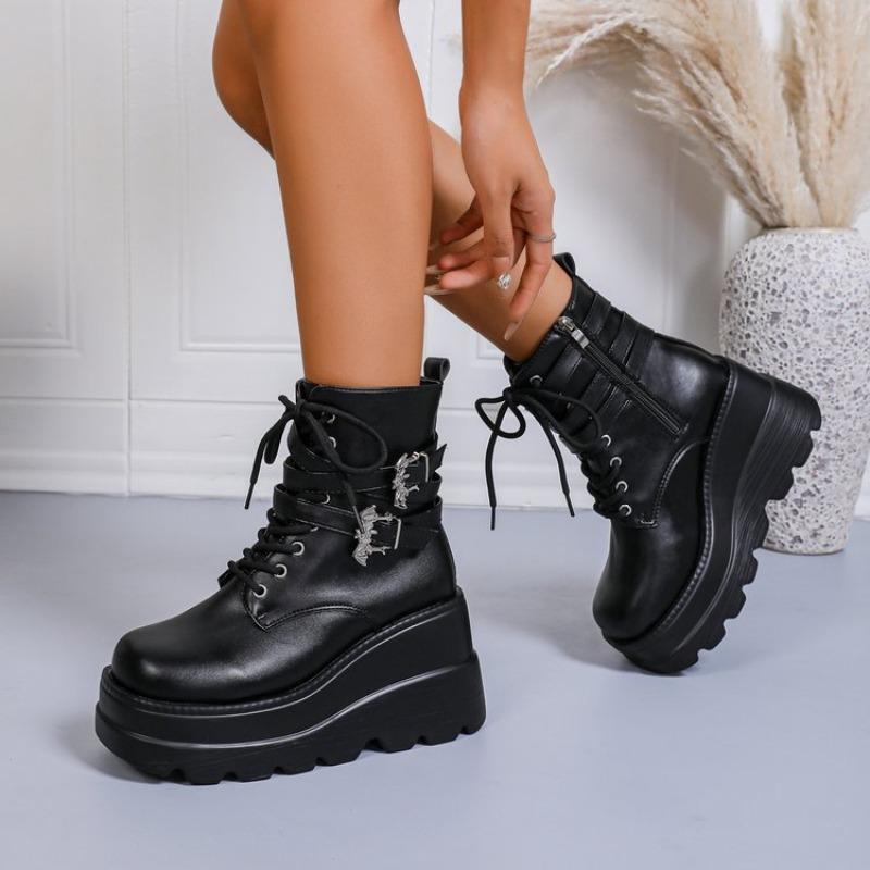 

Wish slope heel Martin boots women s autumn and winter new thick-soled large-size fashion short boots women 43