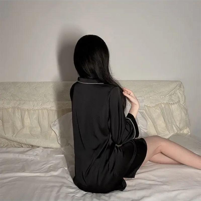 New Women's Nightgown  Silk Sexy Summer Pajamas Women's Sexy Pajamas Shirt Nightgown Silk Homewear Spring and Autumn Dresses