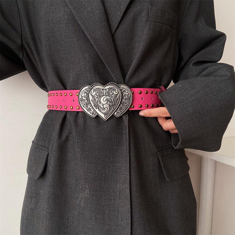 Leather Love Printing Rivet Design Belt Waist Chain Exquisite Fashion Versatile Necklace Light Luxury High-end Waist Accessories Women