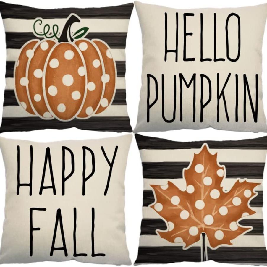 

Подушка на День Благодарения с тыквой, Наволочка, Осенний растительный цветочный принт, Наволочка для дома, гостиной, дивана 45 * 45Cm [without core]