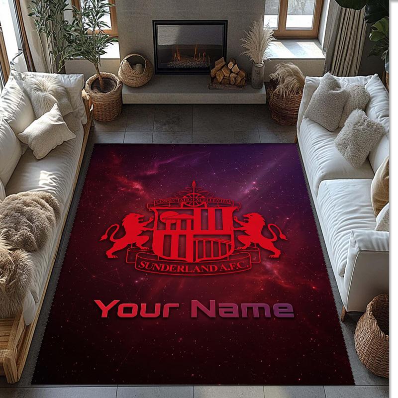 Sunderland FC Printed Crystal Velvet Rug Non‑Slip Crystal Velvet Carpet For Sofa Bedroom Indoor Home Decoration