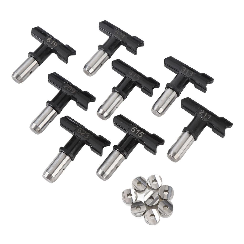 8 Set Airless Sprayer Spray Tip Set 209 211 313 415 515 521 619 623 Airless Sprayer Nozzle Black