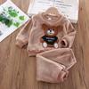 Baby Winter Pajama Set With Bear Pattern For Boys And Girls Fleece Cozy Homewear