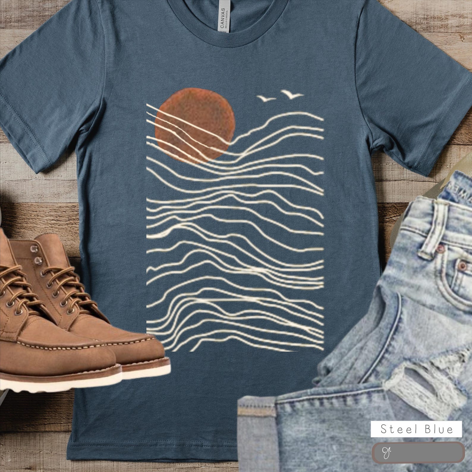Waves Graphic Tee: Unisex Cotton Nature Shirt M