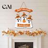Seasonal Festive Photo Props Cute White Ghost Halloween Door Hanger, Pumpkin Witch Hat Welcome Happy Fall Farmhouse Decor Sign, Easy Hang for