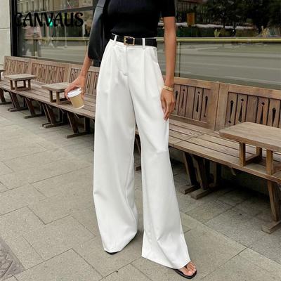 Women's Autumn and Winter High-waisted Wide-legged Trousers Temperament Commuter Casual Trousers