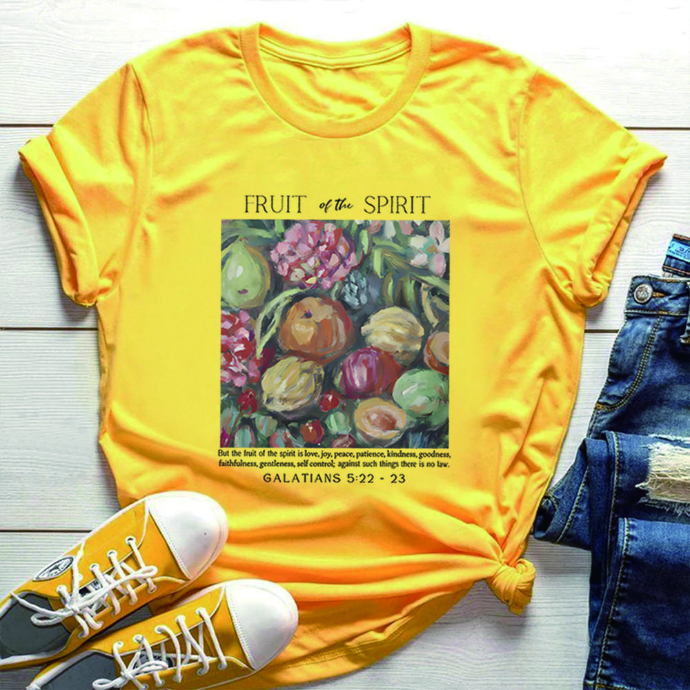 Fruit of The Spirit Christian Shirt Vintage Aesthetic Bible Verse Shirts Still Life Fruit Art Tshirt Unisex's Faith Apparel
