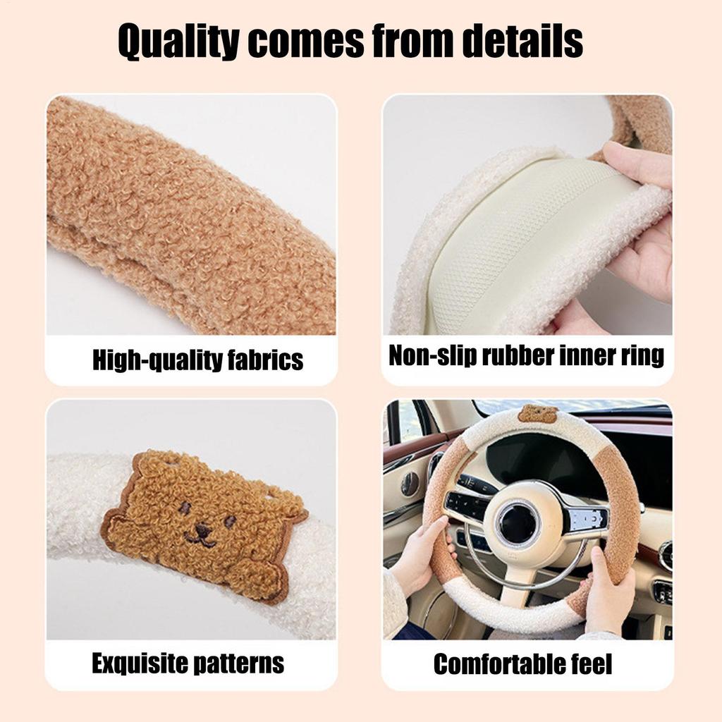 Steering Wheel Cover 15 Inch Auto Handle Protector Cute Steering Cover With Animal Design For Decoration Men Women Truck Winter