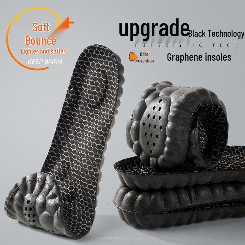 Graphene Insoles with Poop-Stepping Feel, Massage, Shock Absorption, Comfortable, Breathable, High Elasticity, Arch Support, Anti-Fatigue.