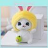 Fluffy Rabbit Soft Doll With Fruit Hat Keychain For Girls Cute Animal Stuffed