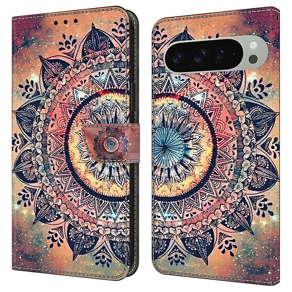 For Google Pixel 9 Pro XL Case Pattern Printing Anti-Drop Leather Flip Wallet Phone Cover