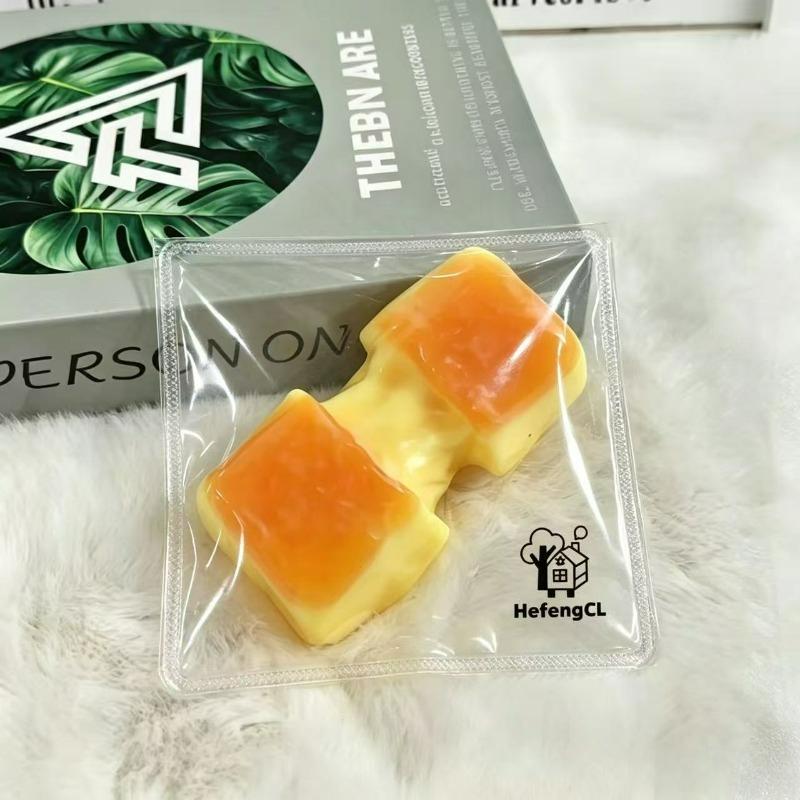 Sensory Squeeze Toys, Handmade Soft Squeeze Toys, Slow Rising Stress Relief Fidget Toys (Caramel Cheese Cube)
