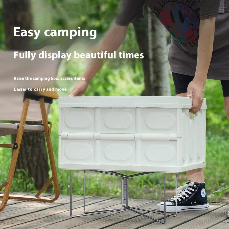 Camping Folding Cooler Box Stand Container Holder Shelf Outdoor Camping Supply Holder Folding Stand Ice Box Stand Aluminum Alloy