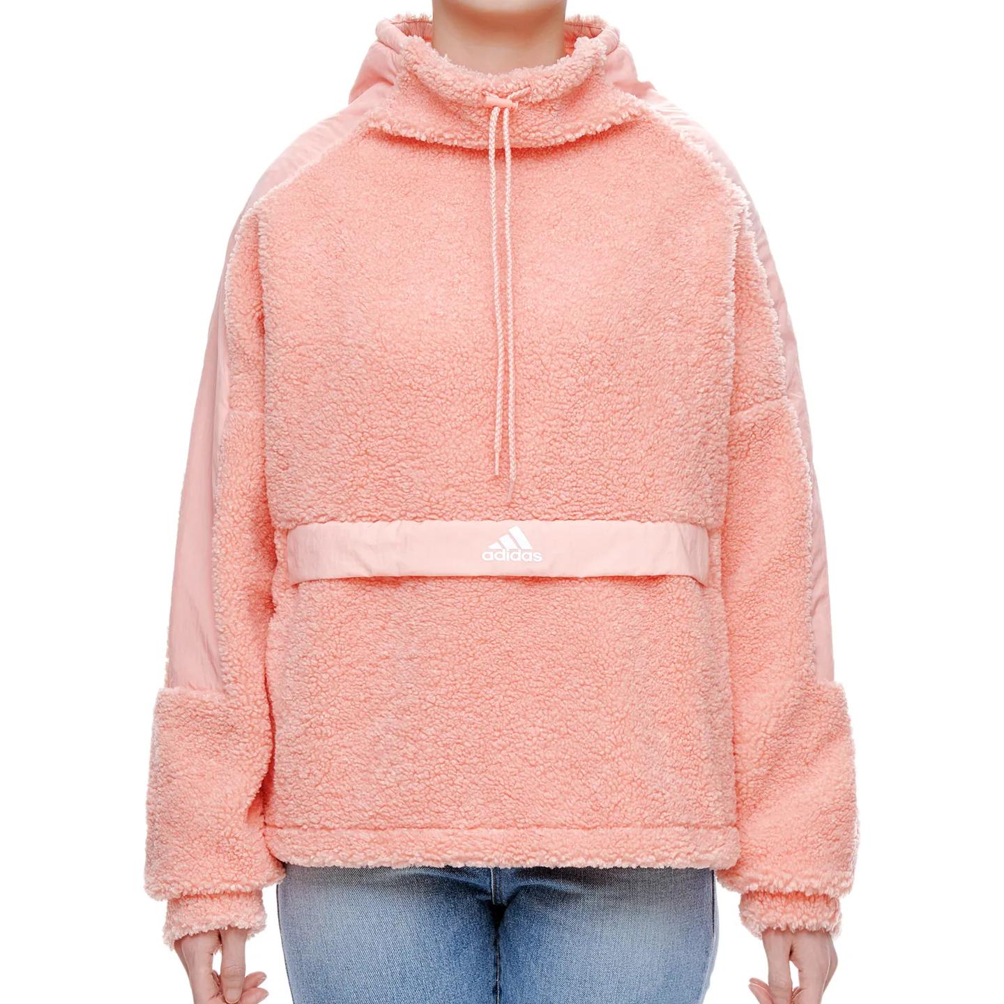 

Adidas High Neck Sports Warm Fleece Jacket Women Jackets Pink FS7567 S