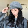 Coarse wool beret women's plain face versatile soft waxy thickened warm face small knitted painter hat