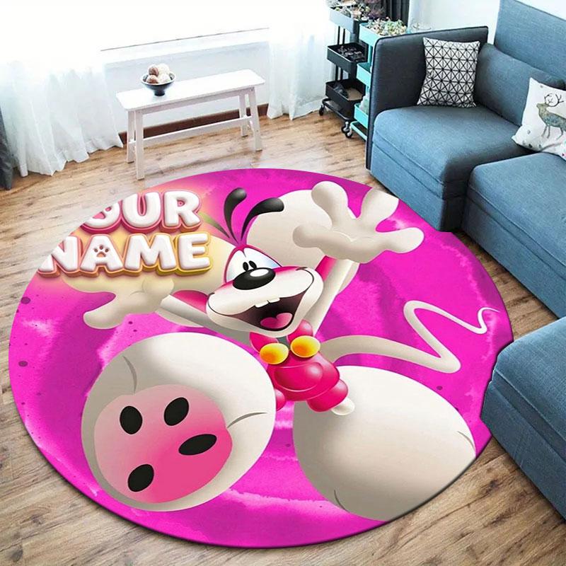 Diddl Custom Name Round Area Rug,Carpet Rug for Living Room Bedroom Sofa Playroom Decor,Non-slip Floor Mat