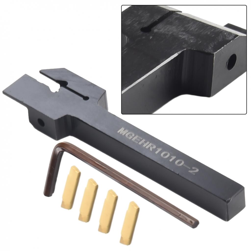 Precision MGEHR10102 10mm Lathe Tool Holder with 4pcs Grooving Cut Off Inserts
