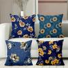 Floral Printed Blue Pillows Decorative for Home Polyester Pillowcase, Sofa Decorative Cushion Cov Headboard Pillow