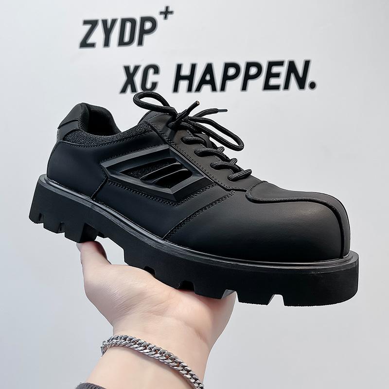 Men's shoes 2024 new spring British big head leather shoes thick sole heightening niche design sense Derby shoes 60668-A