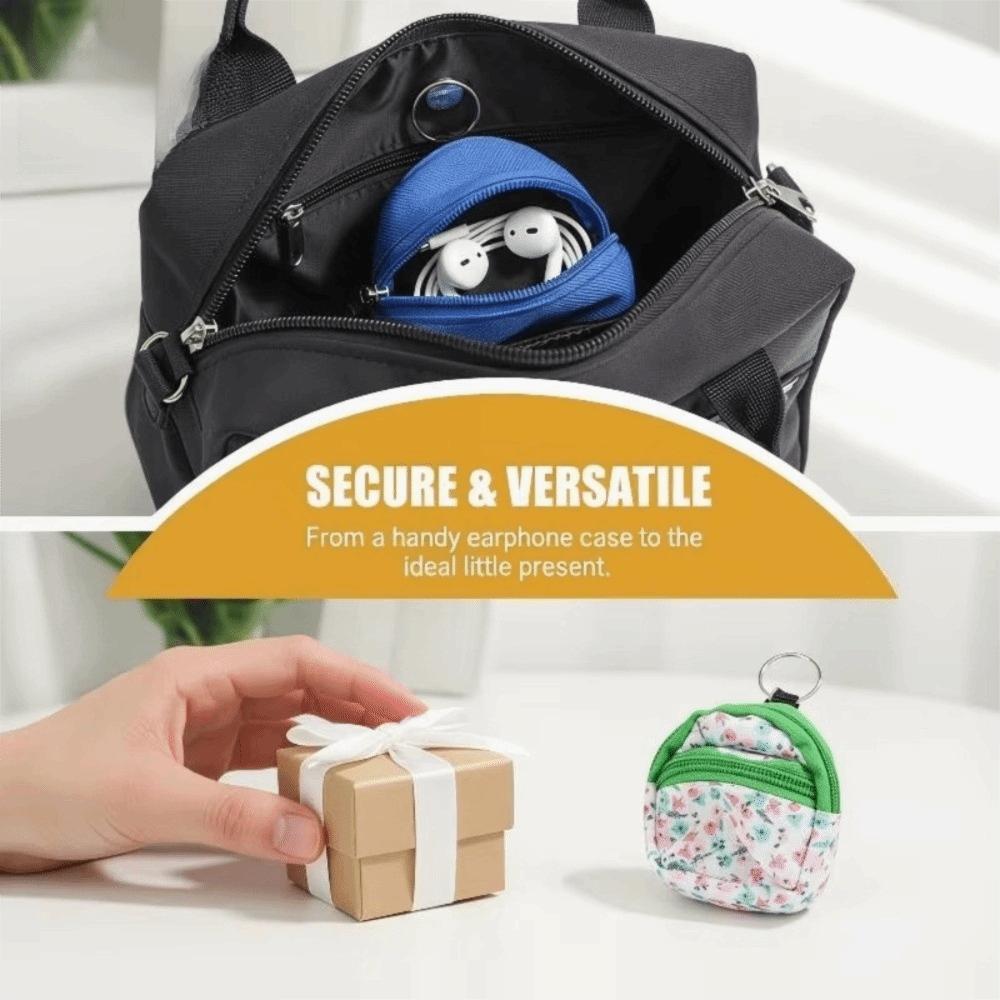 Metal Key Ring Zipper Coin Pouch Nylon Keychain Pouch New Mini Storage Bag Key Organizer
