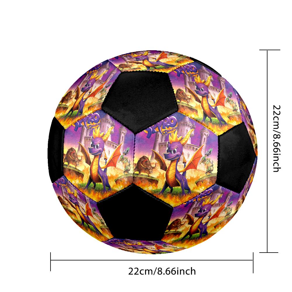 Spyro the Dragon Indoor Soccer Ball Colorful Machine Stitched PVC Size 5 Team Training Competition Ready Durable High-Bounce Cool Sports Gift