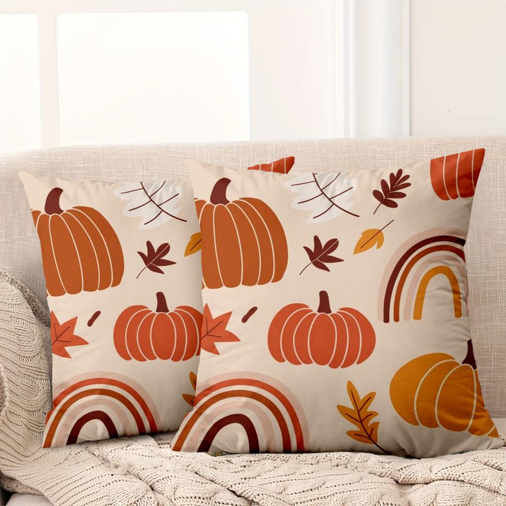 1 Pieces -2D flat printing Autumn Pumpkins Rainbow Pattern Cushions Polyester pillowcase sofa decorative cushion cover