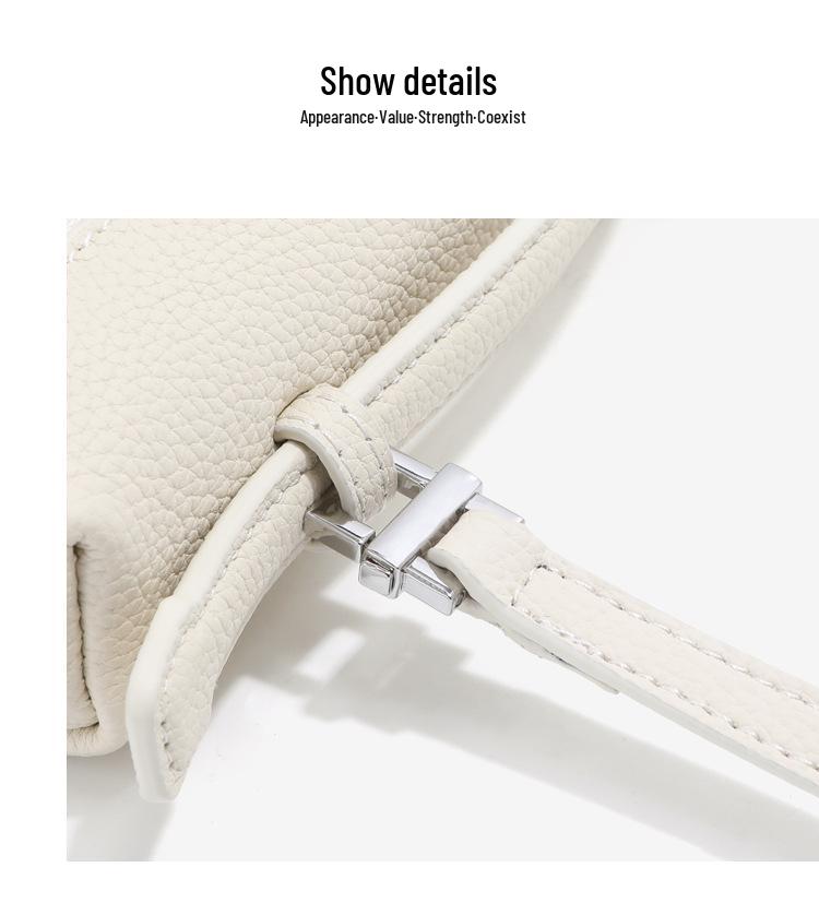 Sac Boîte à Lunch en Cuir de Vachette Pleine Fleur pour Femme, Nouveau Style 2025, Sac Blanc Porté Main/Bandoulière pour Téléphone