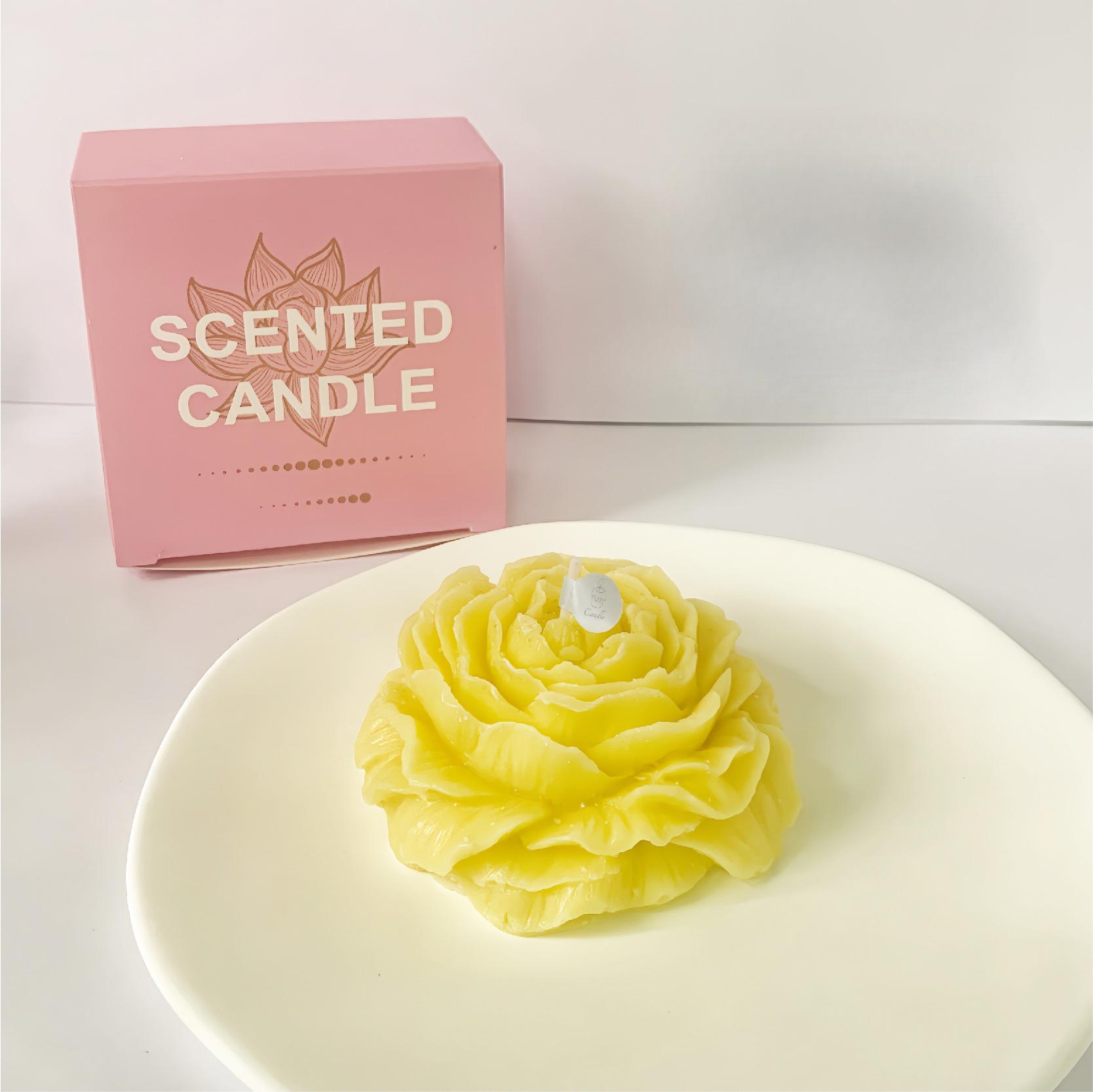 3D Peony Aromatherapy Candle - Creative Flower Shape, Wedding Decor Gifts Box & Valentine s Day Scented Souvenir Ornament decor