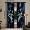 2 Pieces Of Astronaut In Space Printed Curtains, Pole Bag Curtains, Home Decoration, Room Decoration