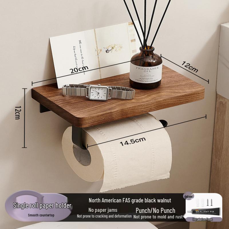 Walnut Wood Toilet Paper Holder