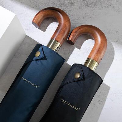 New Large Wood Automatic Umbrella Business Men Brand Big Golf Folding Umbrella Rain Women Auto Vintage Parasol Windproof 10 Ribs