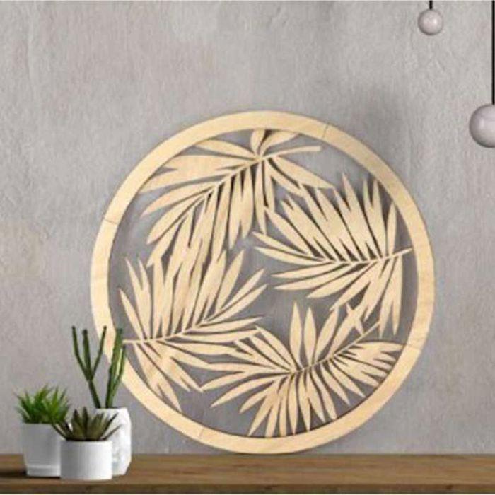 Cadre ajouré en bois rond à décorer Feuillage - Ø 40 cm