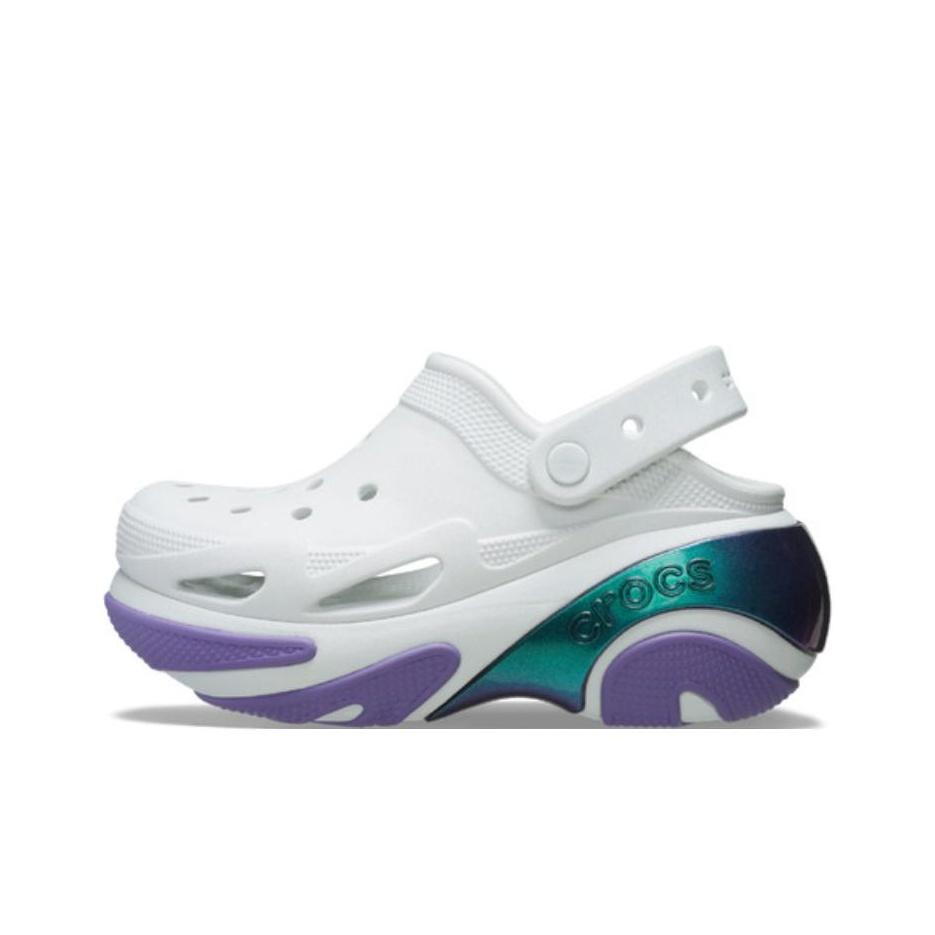 Crocs Zuecos Versátiles para Desplazamiento de Punta Redonda Bubble Crush Reflector Zuecos Unisex Blanco Morado 210743-1NK