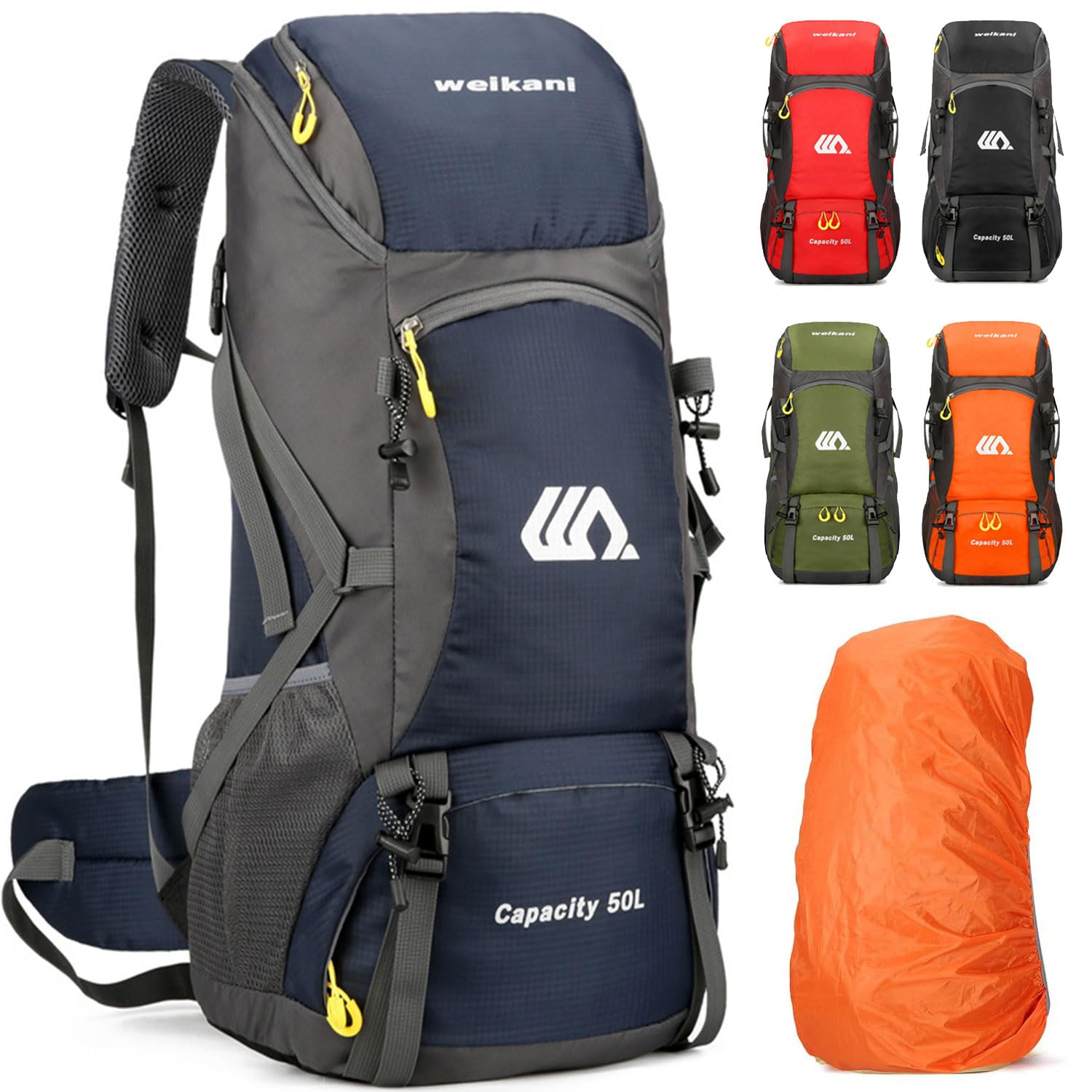 

[Kugooyi] Hiking Backpack, 50L, Large Capacity, Waterproof, Lightweight, Tearwater Resistant, Hiking Camping Backpack, Suitable for Travel, Hiking,