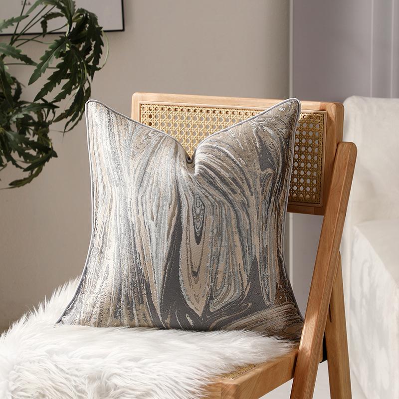 Polyester Piped Edge Marble Print Throw Pillow Cover Luxury Decorative Cushion Case Modern Sofa Decor Hidden Zipper