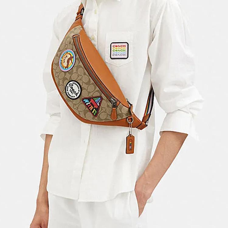 Coach Warren Belt Bag Signature Canvas Pride Patches Khaki Multi CJ513-QBE7V