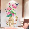 Lotus Vase Self-Adhesive Living Room Bedroom Decoration Wall Stickers Tv Background Wall Chinese Style Porch Stickers Quality