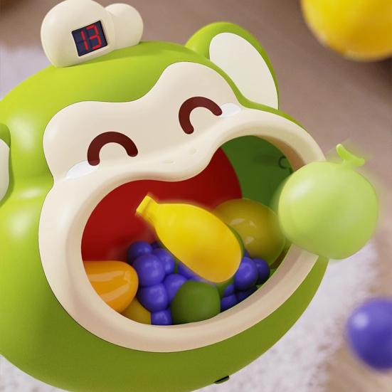 Kids Money Ball Shoot Toy with Scoreboard Fruit Vegetable Accessories Hand-eye Coordination Toddlers Indoor Wall Mount Cartoon Monkey Feeding