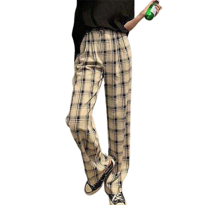 Pantaloni lunghi coreani a quadri Donna Vita alta Gamba larga Pantaloni  larghi acquista in modo economico — spedizione gratuita, recensioni reali  con foto — Joom